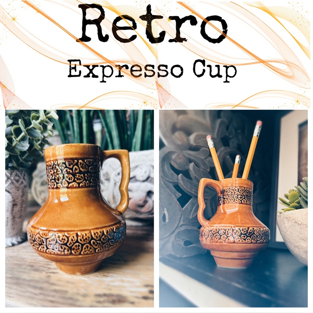 Retro Multi-Use Deep Caramel Glazed Ceramic Piece - Vase/Pen Holder